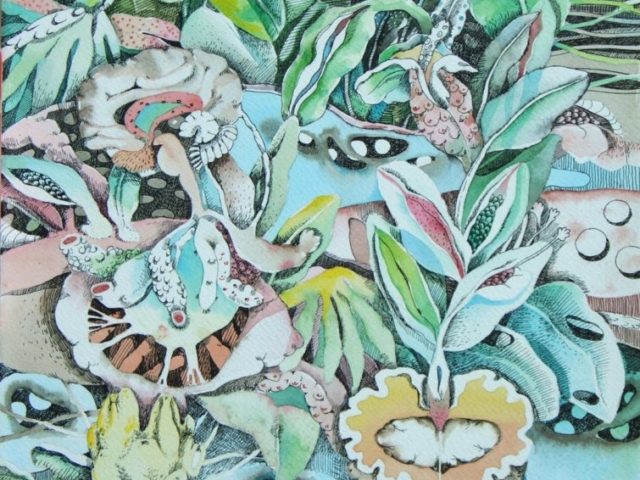 Metamorfosi Vegetali, 30x40, acquerello e chine su carta intelaiata, 2010