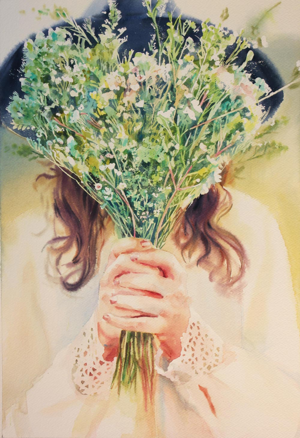 mazzo di fiori, acquerello, preghiera